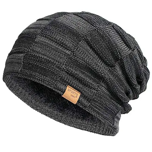 

Vgogfly Slouchy Beanie for Men Winter Hats for Guys Cool Beanies Mens Lined Knit Warm Thick Skully Stocking Binie Hat