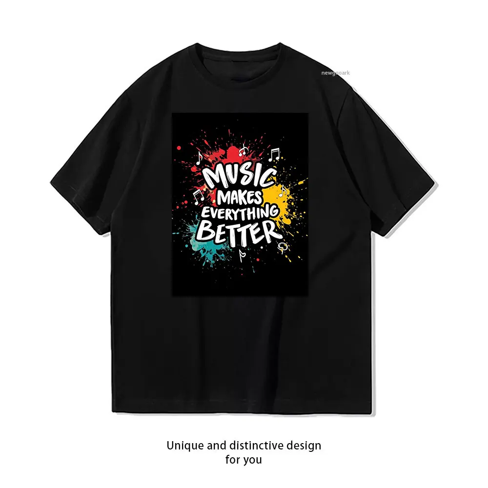Melodic Motivation Music's Impact T-Shirt Casual cotton graphic t shirts Creative streetwear Classic O-neck shirt