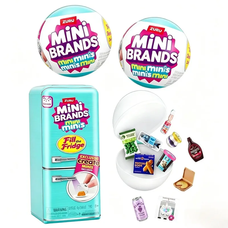 

ZURU Mini Fridge Set Toy Pretend Play Miniature Refrigerator Mystery Box Surprise Blind Box Dollhouse Accessories for Kids