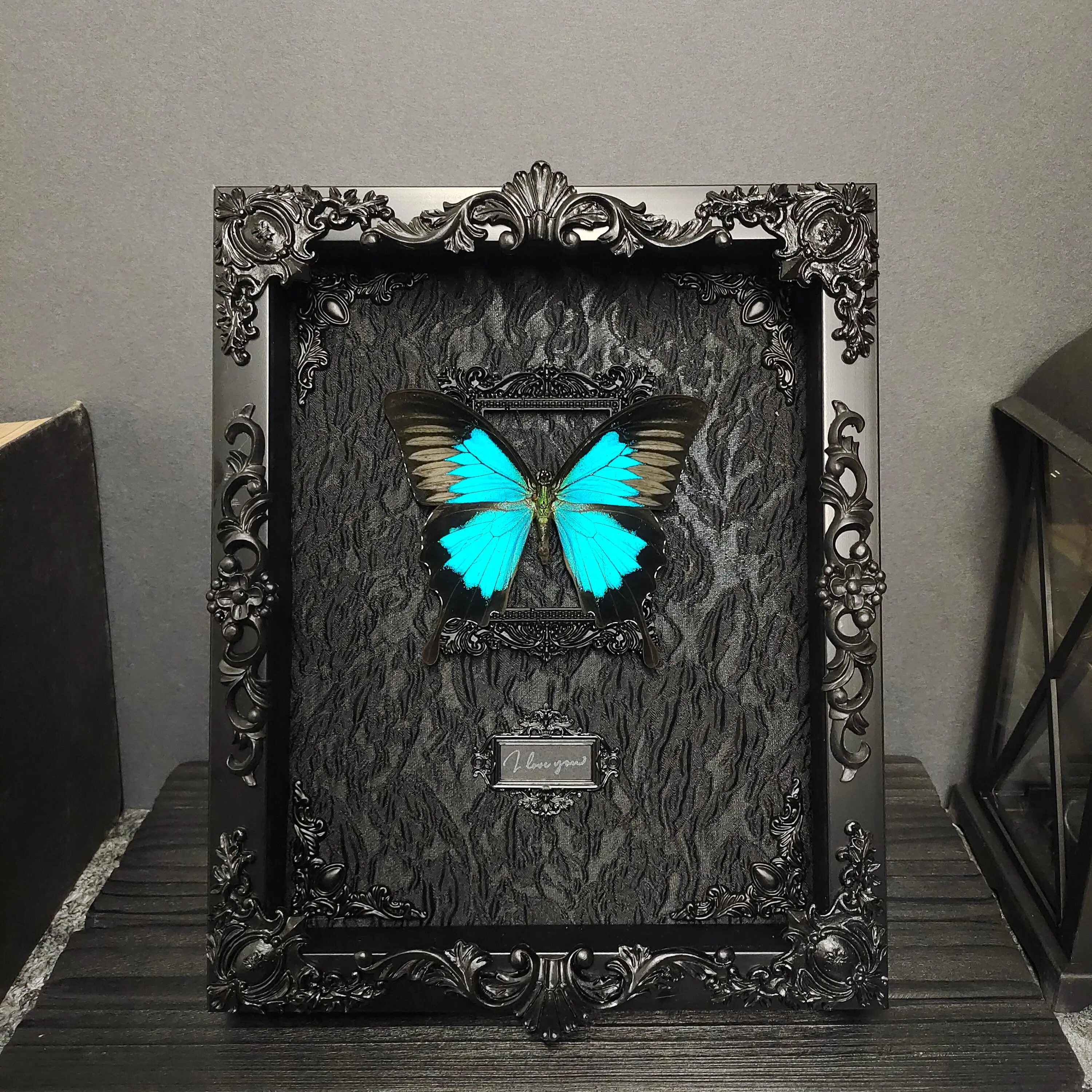 Gothic Style Home Ornaments Real Butterfly Specimens Photo Frame Office Bookshelf Desktop Decorative Wall Art Custom Class Gift