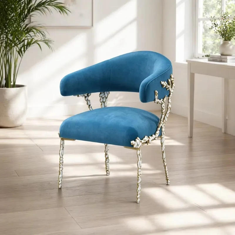 Armchair Modern Design Brass Lounge Chair Velvet Padded Chair