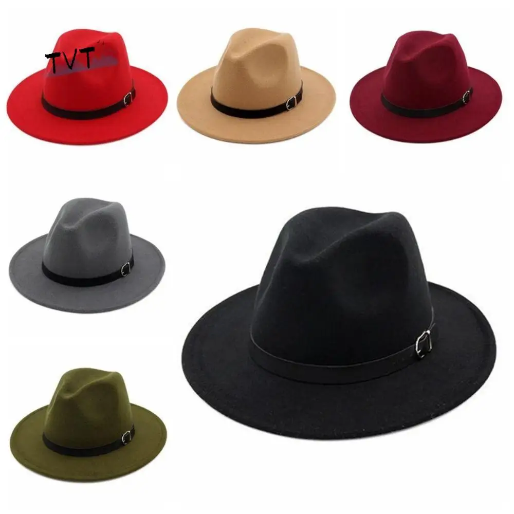 

Classic Wide Brim British Fedora Hat Formal Occasion Solid Color Winter Felt Hats Casual Gentleman Woolen Hats Men Women