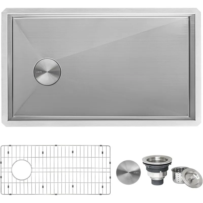 

Sloped bottom offset drain reversible kitchen water - under counter type