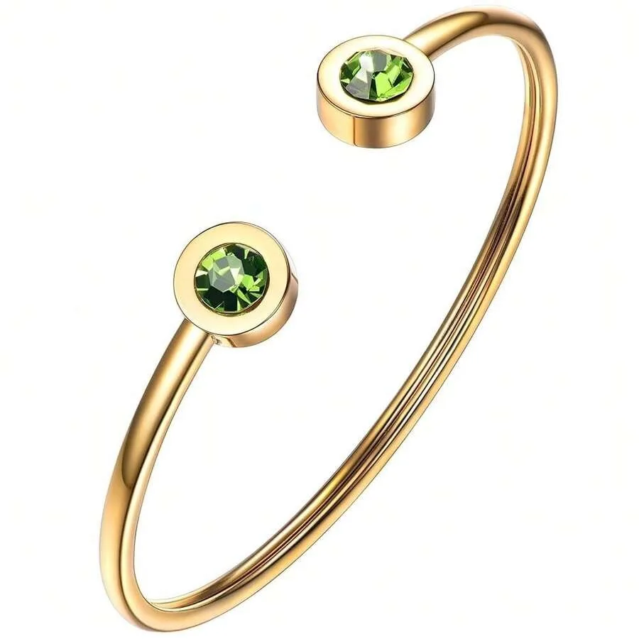 

Stainless Steel Birthstone Bracelet Jan - Dec Birthday, Jewelry For Women, 2 Choices Of Length, Fit Wrist From 5.1''-7.6'' In C