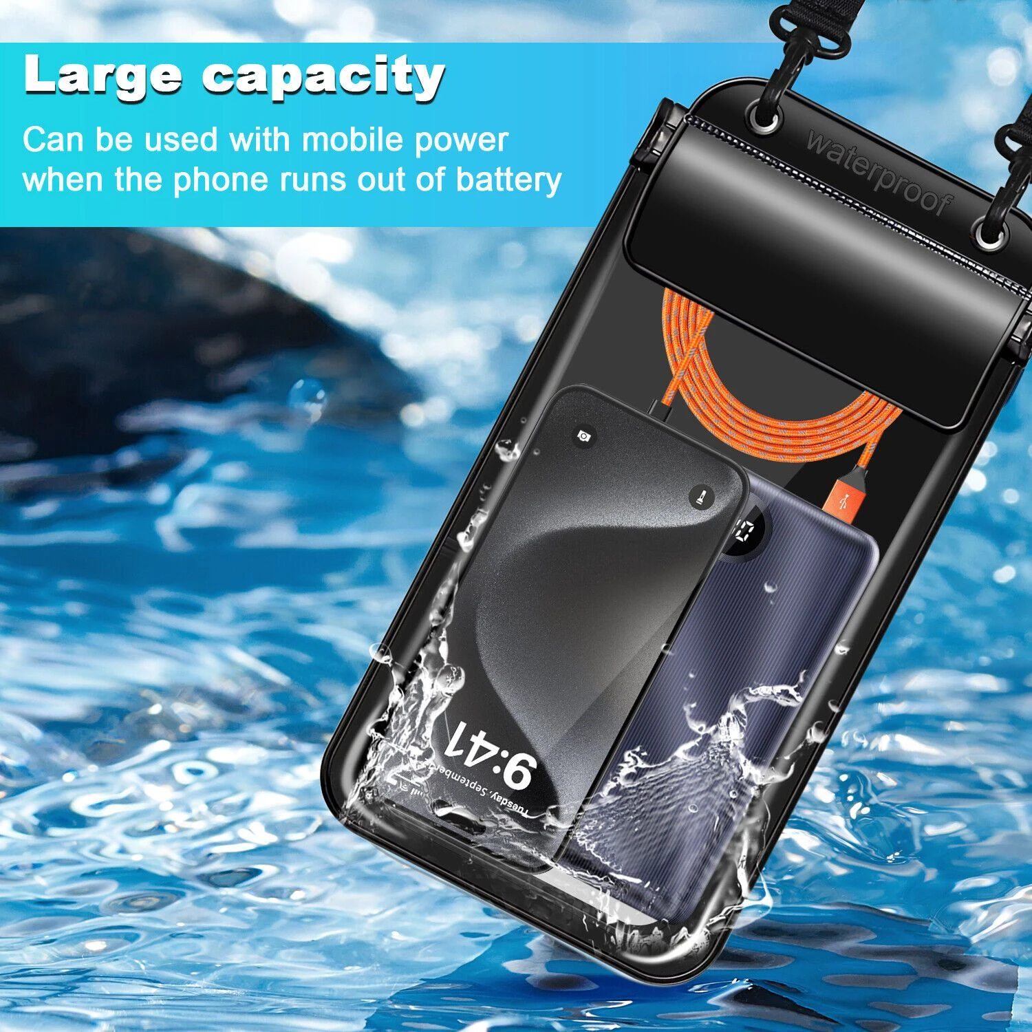 

Large Waterproof Phone Bag for 7.5 In/7.2 In Phones, Phone Dry Bag