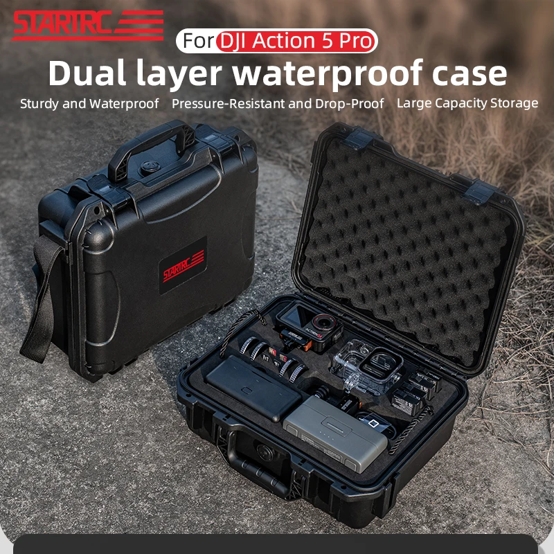 STARTRC PHOTO Doppelschichtige wasserdichte Hartschalen-Tragetasche für DJI Osmo Action 6/5 Pro/4/3 Zubehör Reise-Tragetasche Schutzhülle – Detail 1