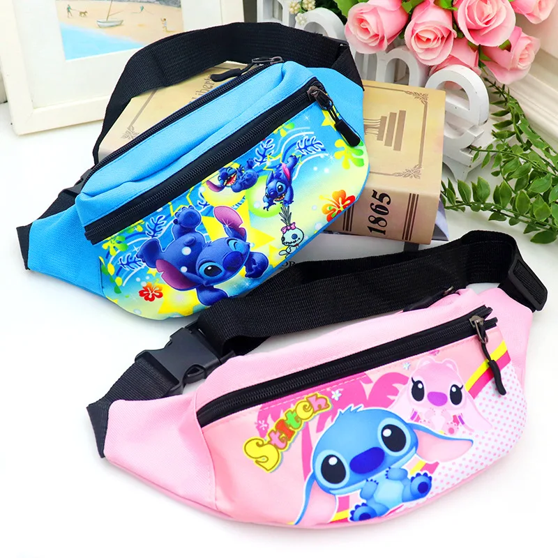 Disney Stitch Chrildren\'s Waist Bag Canvas Fanny Pack Boy Girl Cartoon Crossbody Chest Bag Fashion Travel Belt Bag kids gifts