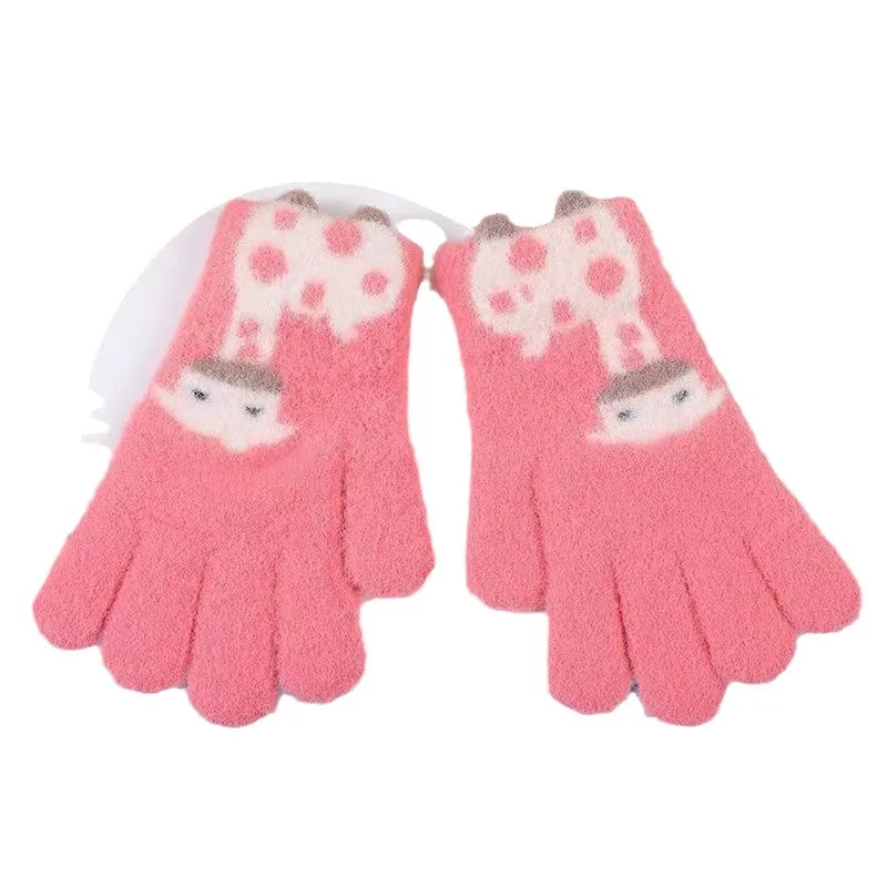 

Children Warm Cartoon Knitted Gloves Autumn Winter Windproof Five Fingers Fashion Kids Gloves Breathable Warmth Boy Girl Gloves