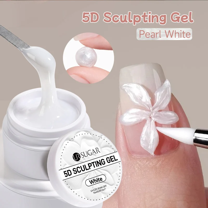 UR SUGAR 15ml Perlweiß 5D Modellier-Gel Nicht Klebend Hartes Klares Weißes Nagelverlängerungs-Gel Klares Weißes Formgebungs-/Schnitz-UV/LED-Gel