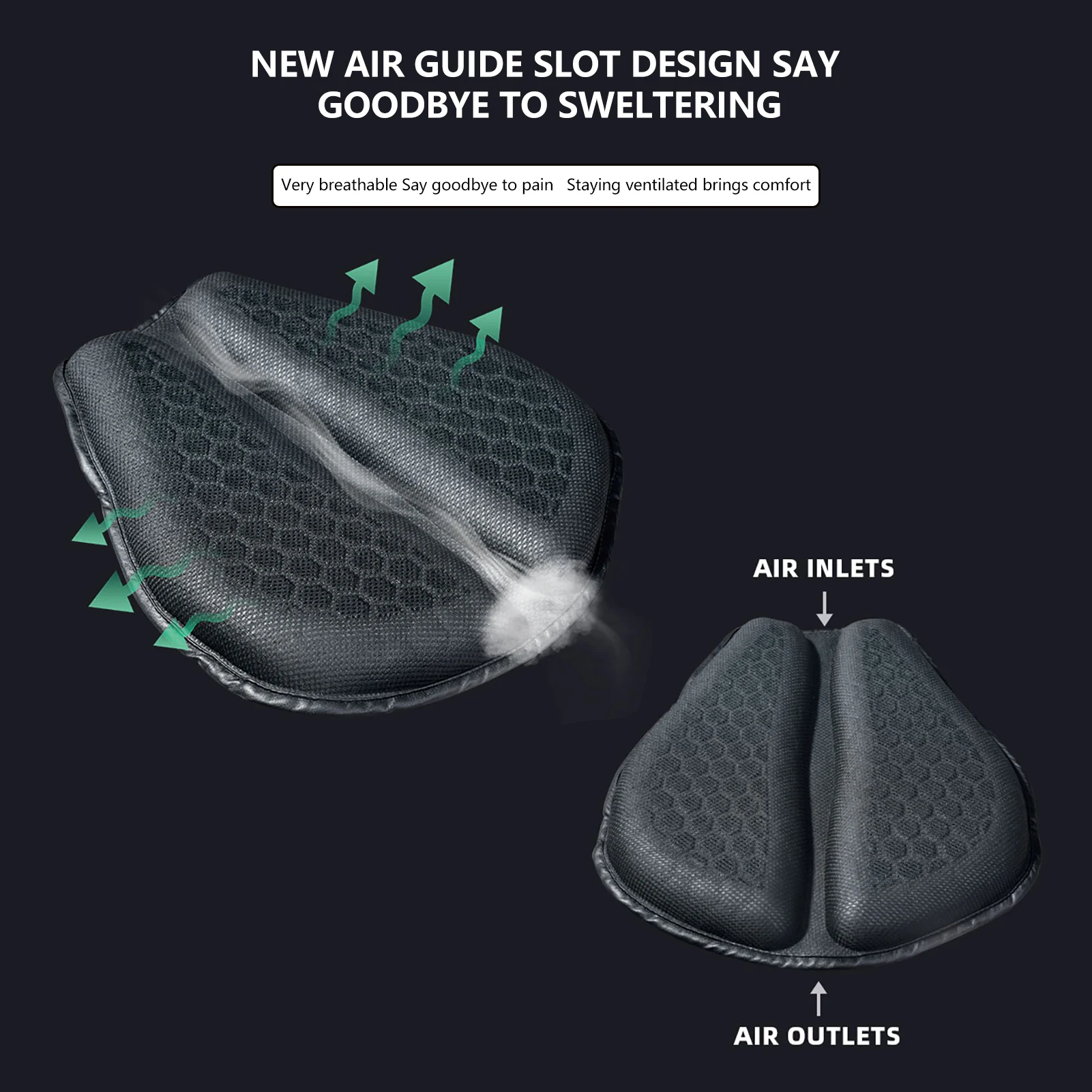 ユニバーサルインフレータブルバイクシートクッション,3Dブロー空気衝撃吸収クッション,改造サドルクッション,オートバイアクセサリー