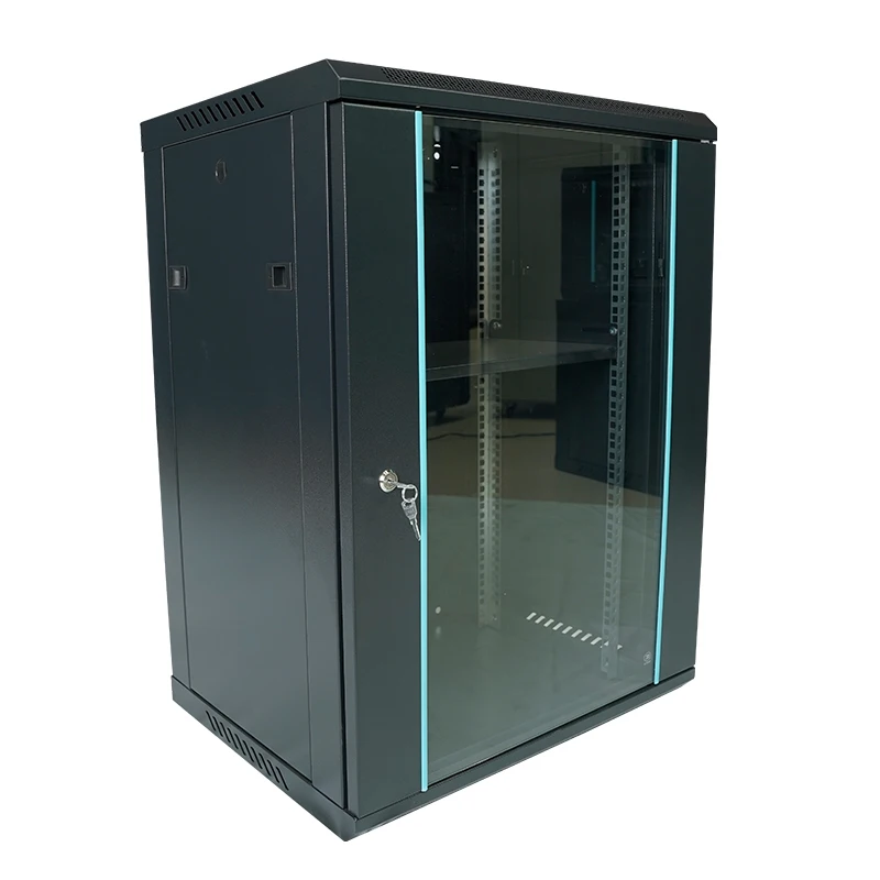custom.15U 600W*450D     600W*600D   Wall Mounted Tempered Glass Door Cabinet Indoor Wall Mount Server Rack