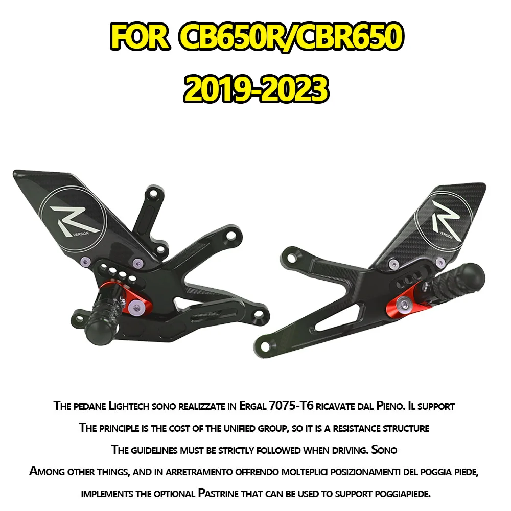 

MTKRACING For HONDA CB650R/CBR650R 2019-2023 Motorcycle Rear Sets Foot Rest Pegs Foot Pedal Peg With Logo Footrest