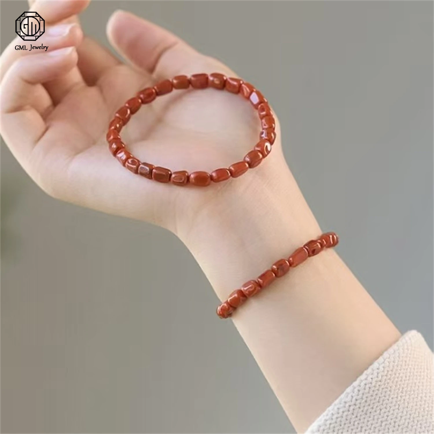 

Браслет из натурального агата Наньхун, цельный, неправильной формы, с бусинами, из красного халцедона, для женщин, модный, для вечеринок, праздников, в подарок