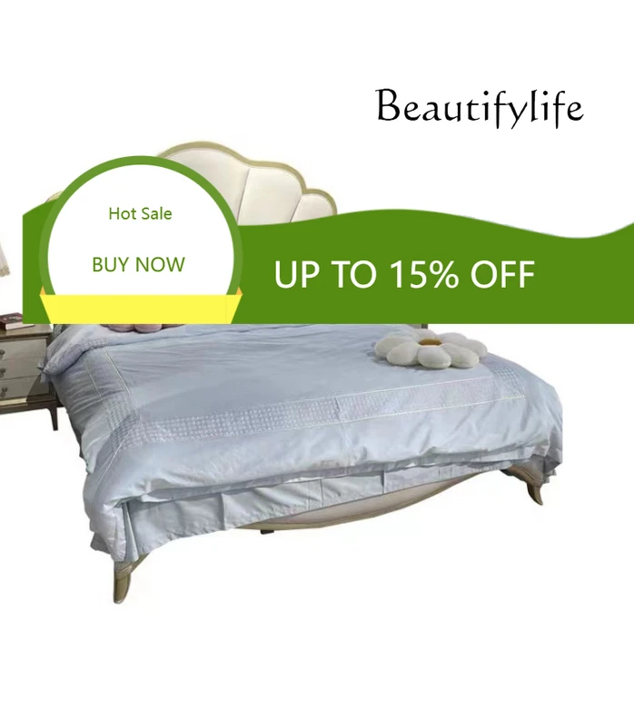 

American Light Luxury Solid Wood Bed Bedroom Home Fashion Exquisite High Sense Designer Simple Cream Style X