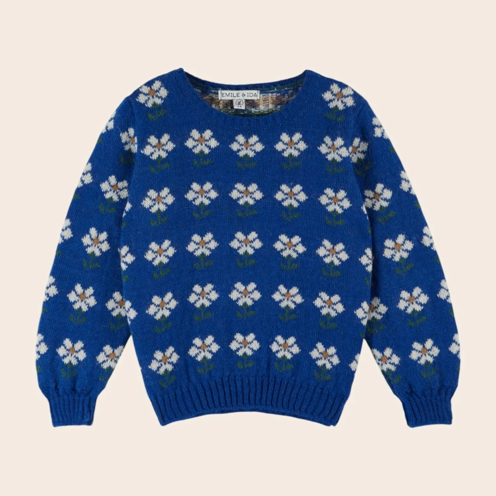 سترة الأطفال 25 الخريف والشتاء EM نمط جديد الفتاة محبوك سترة الأطفال سروال قصير زهرة بذلة فتاة اللباس #3