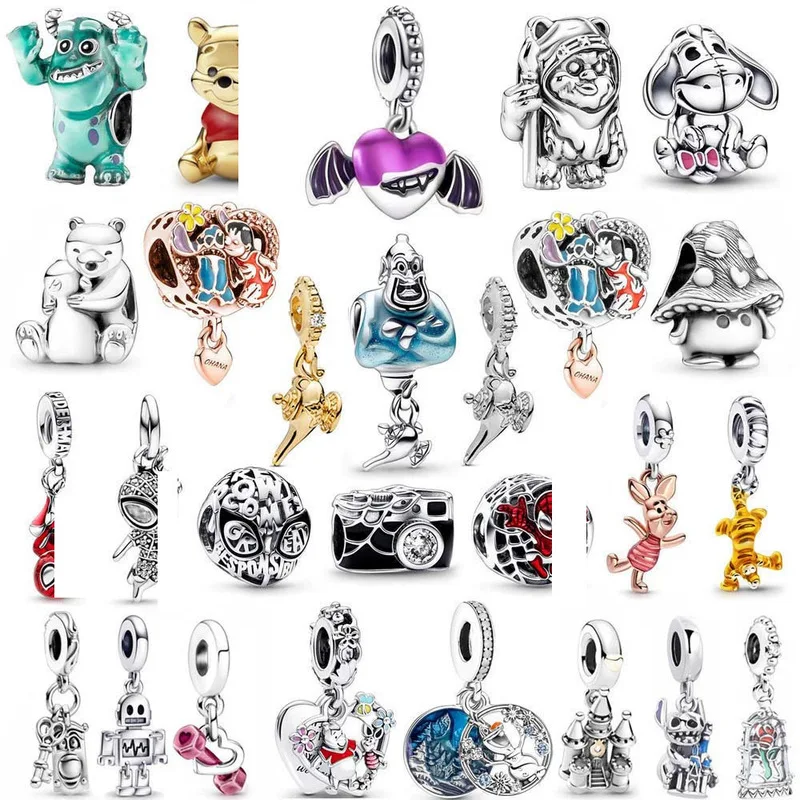 Miniso sanliou venda quente pan família urso série dos desenhos animados solto grânulo acessórios homem aranha grande buraco grânulo pingente diy contas