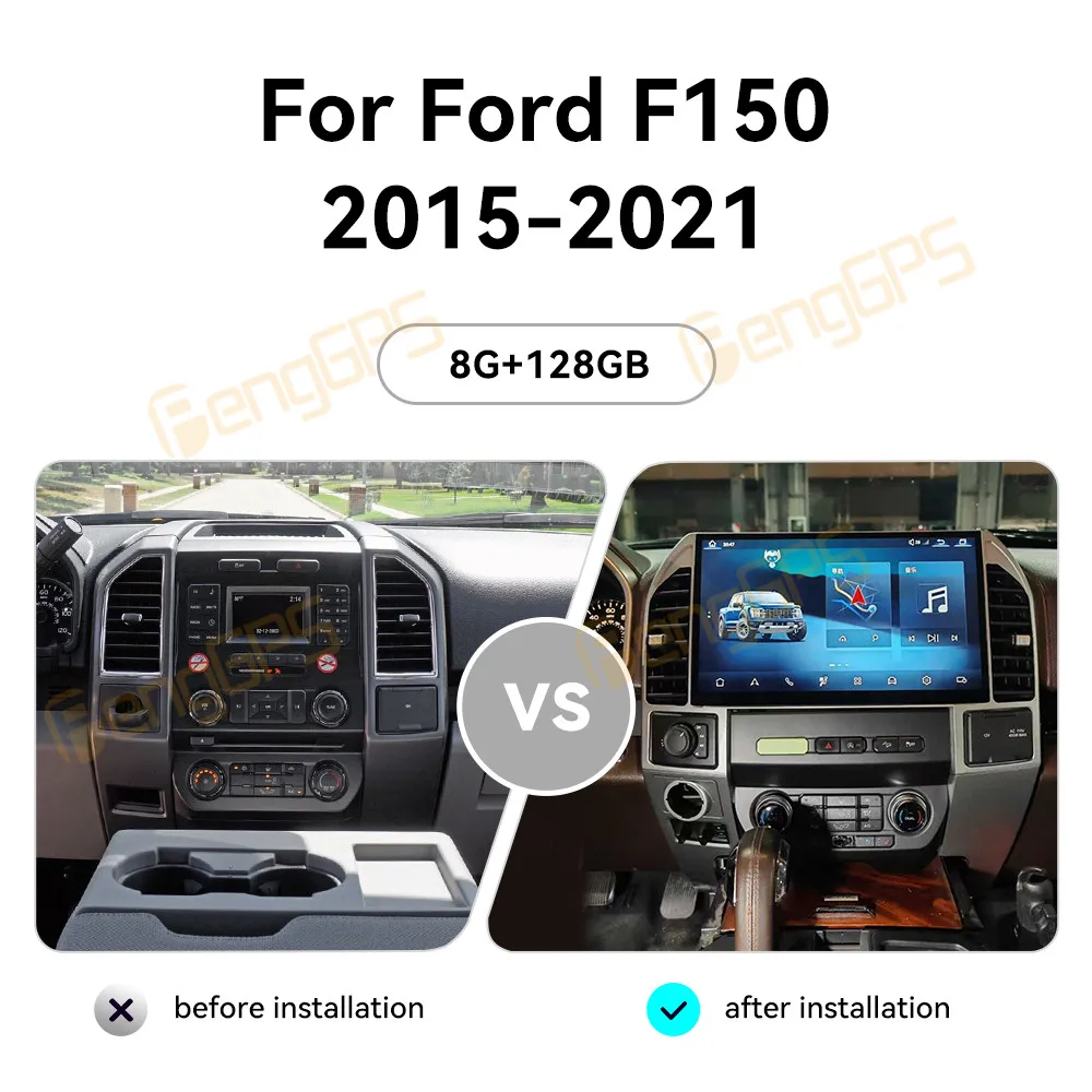 

14,6-дюймовый автомобильный радиоприемник CarPlay Android 14 для Ford F150 2015-2021, мультимедийный плеер с сенсорным экраном, GPS-навигация, головное устройство DSP BT