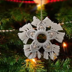 Christmas Decorations Hand-Woven Snowflake Pendants Boho Style Handmade Xmas Tree Hanging Ornaments Christmas Gifts Home Decor
