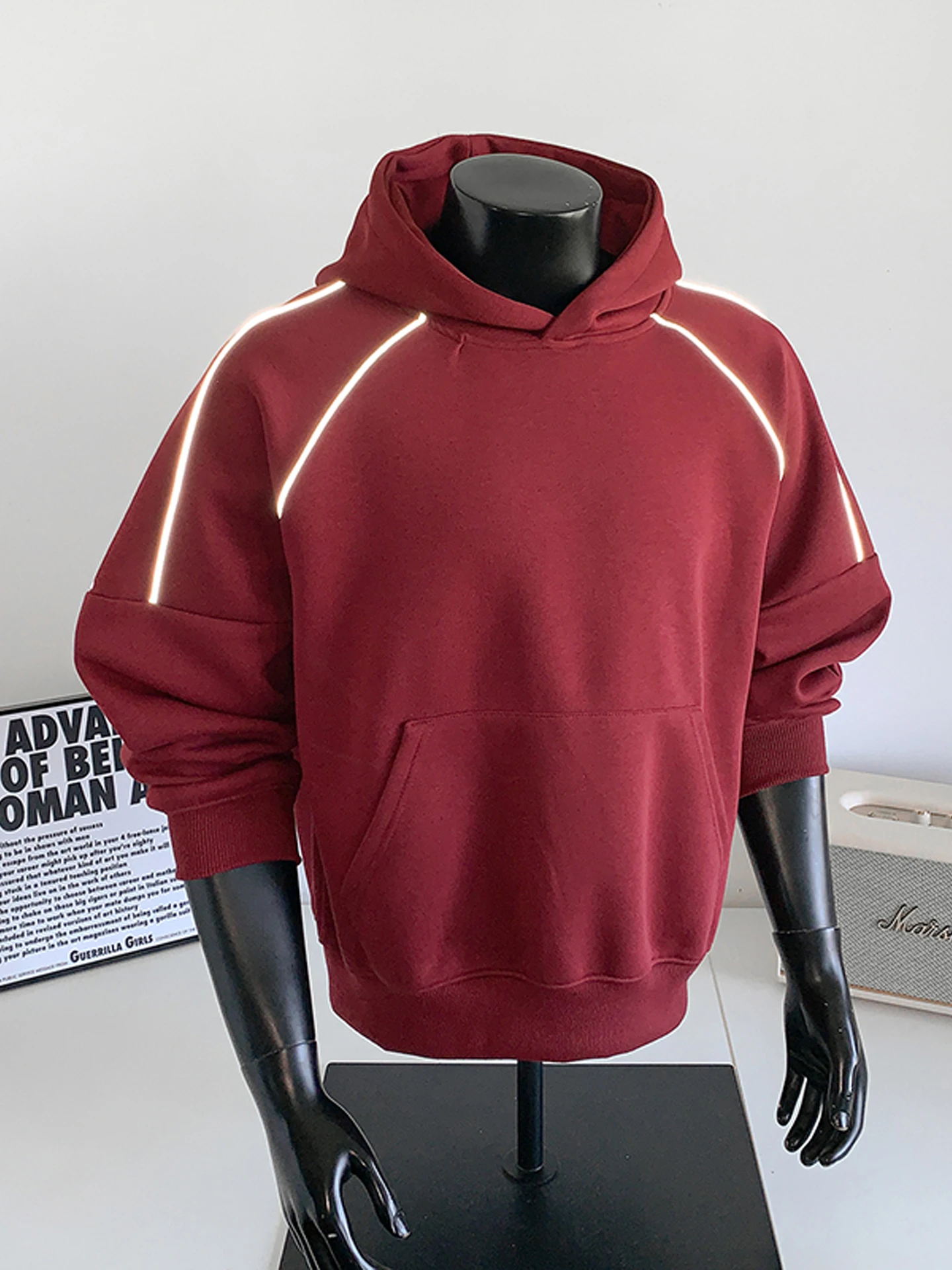 

Pure Cotton American Stripe Hoodie Men's Autumn Winter Trendy Vintage Heavyweight Hardwearing Hooded Sweatirt Jaet Top