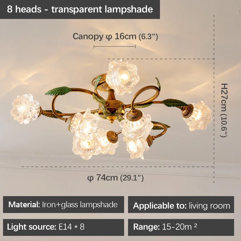 PLLY  American Pastoral Ceiling Light LED Creativity Flower Living Room Dining Room, Bedroom Home Decoration Lights