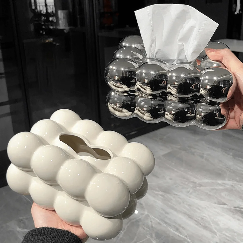 Tissue Holder Non Slip Ceramic Tissue Box Cover Tissue Dispenser for Living Room Home Household Kitchen Countertop