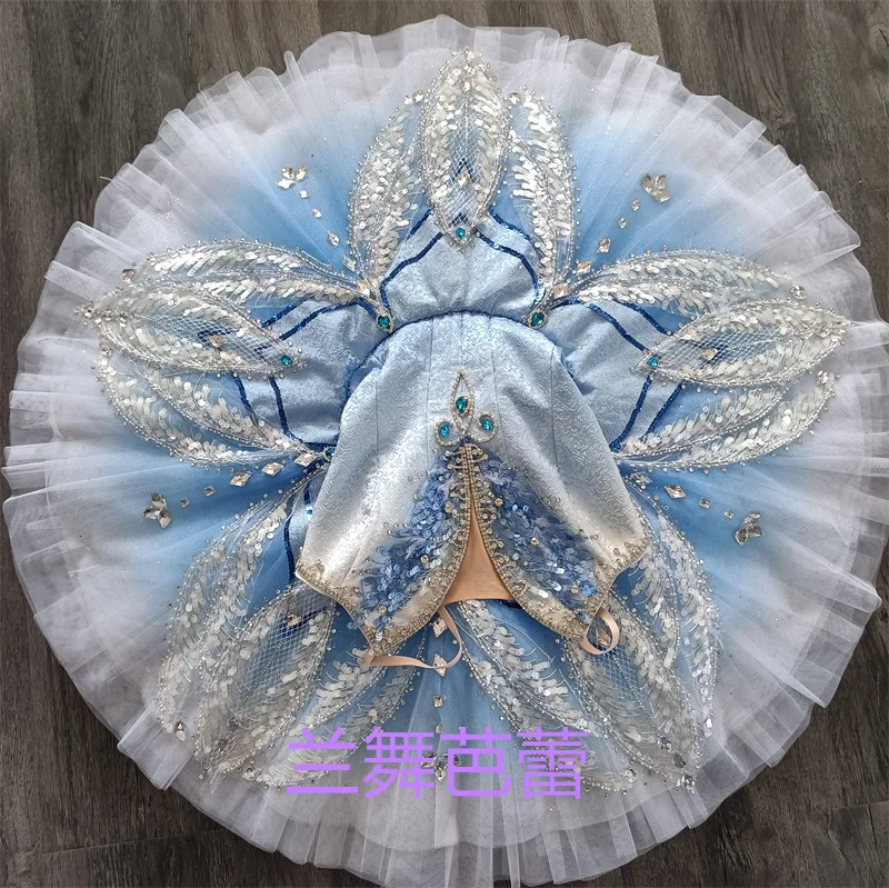 Professional Exclusive Custom Size 12 Layers Kids Girls Women Adult Sparkle Performance Wear Graliant Blue Ballet Tutu Costumes