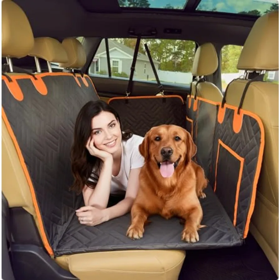 

Dog Seat Cover for Back Seat Hard Bottom XL Backseat Extender for Large Dogs +420 lbs Waterproof Dog Car Hammock with Door Prot