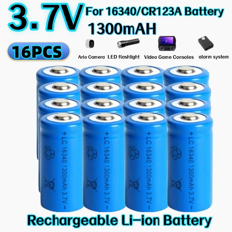 1-20PCS 3.7V 1300mAh 16340 CR123A Oplaadbare Li Batterijen en Voor LED Zaklamp Laser pen Voor 16340 CR123A Batterij