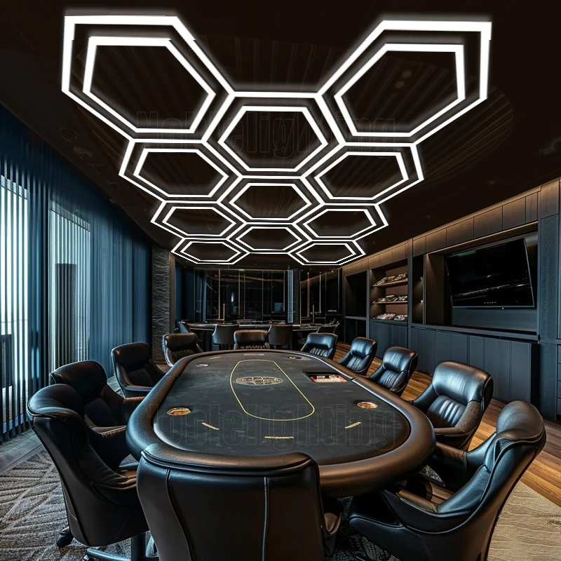 Panel Langit-langit LED Heksagonal Modern 6500K Lampu Detail Led Putih-untuk Salon, Area Bermain Anak-anak, Kafe Internet & Toko Ritel