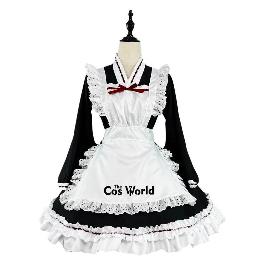 S-5XL Japanese Lolita Lace Apron Maidservant Maid Restaurant Dress Uniform Outfits Anime Cosplay Costume