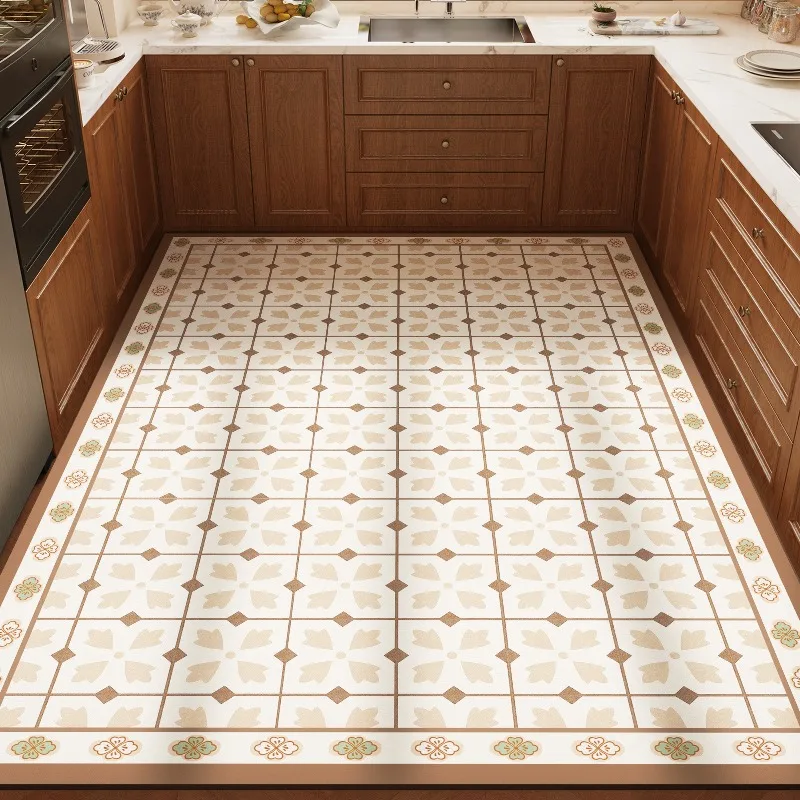 American Minimalist Style PVC Leather Kitchen Rug Home Decoration Carpet Waterproof Oil-proof Stain-resistant Floor Mat Tapis 러그