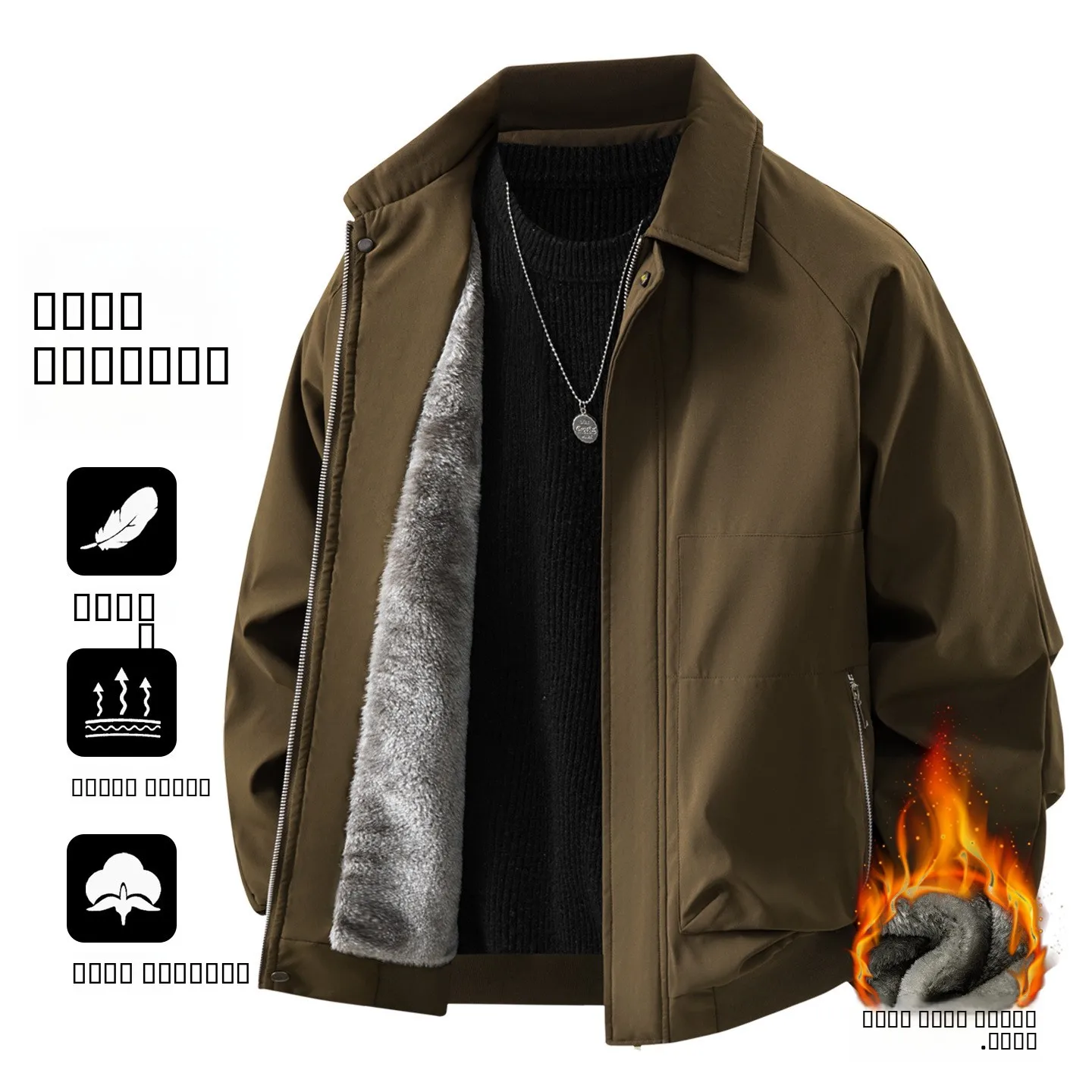 

Retro American Sle Men's Jaet Autumn Casual Loose Luxury Fce Collar Design Thiened Fabric Long Sve Coat