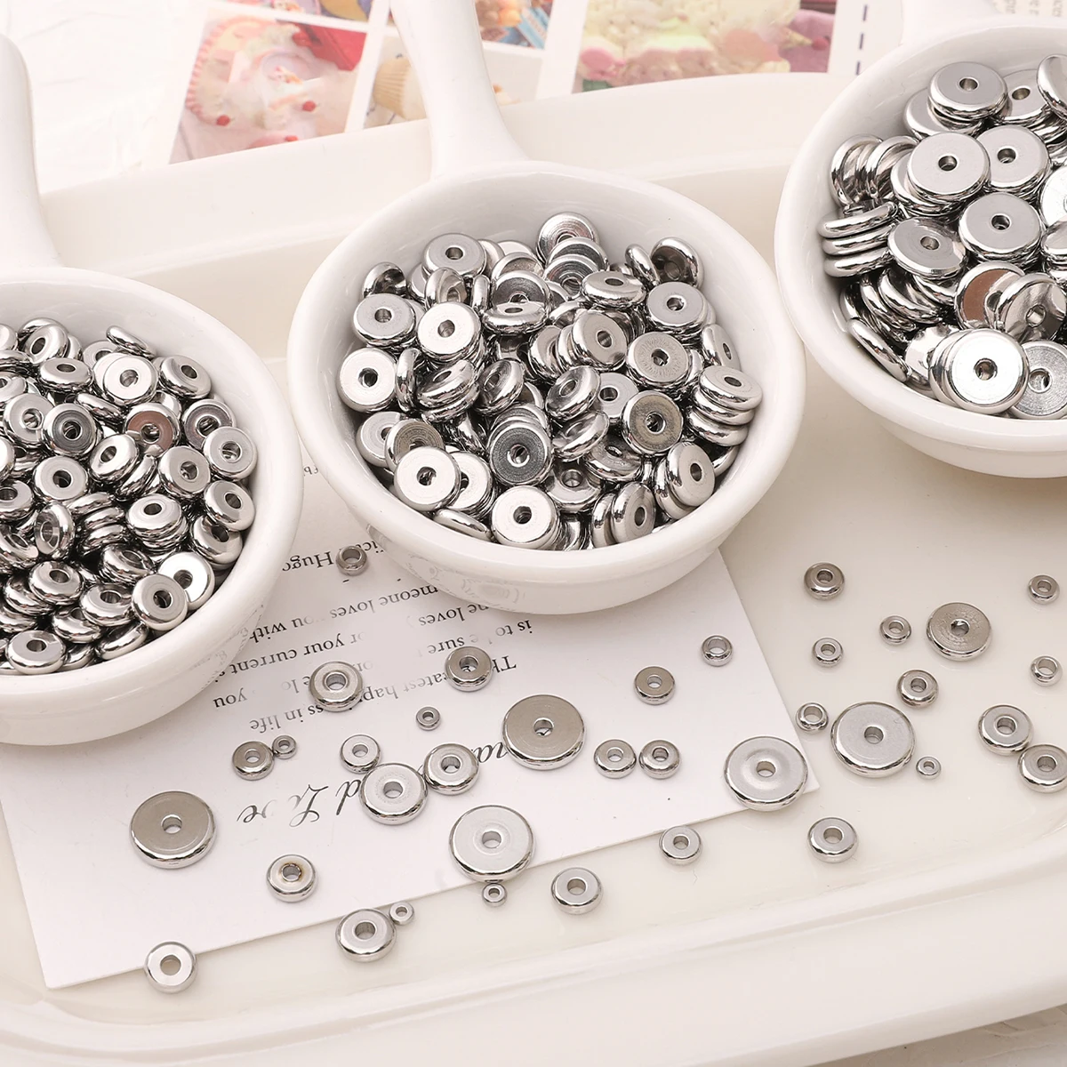 100/20pcs Stainless Steel Spacer Beads For Bracelet Jewelry Making DIY Flat Round Loose Beads Handmade Jewelry Supplies Accessor