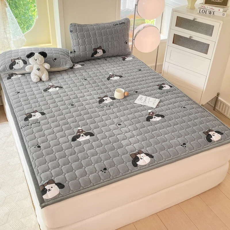 Grade A Thickened Warm Milk Fleece Mattress Toppers Autumn Winter Soft Fluffy Cozy Mattress Pad Warmth Single Double Bed Pads