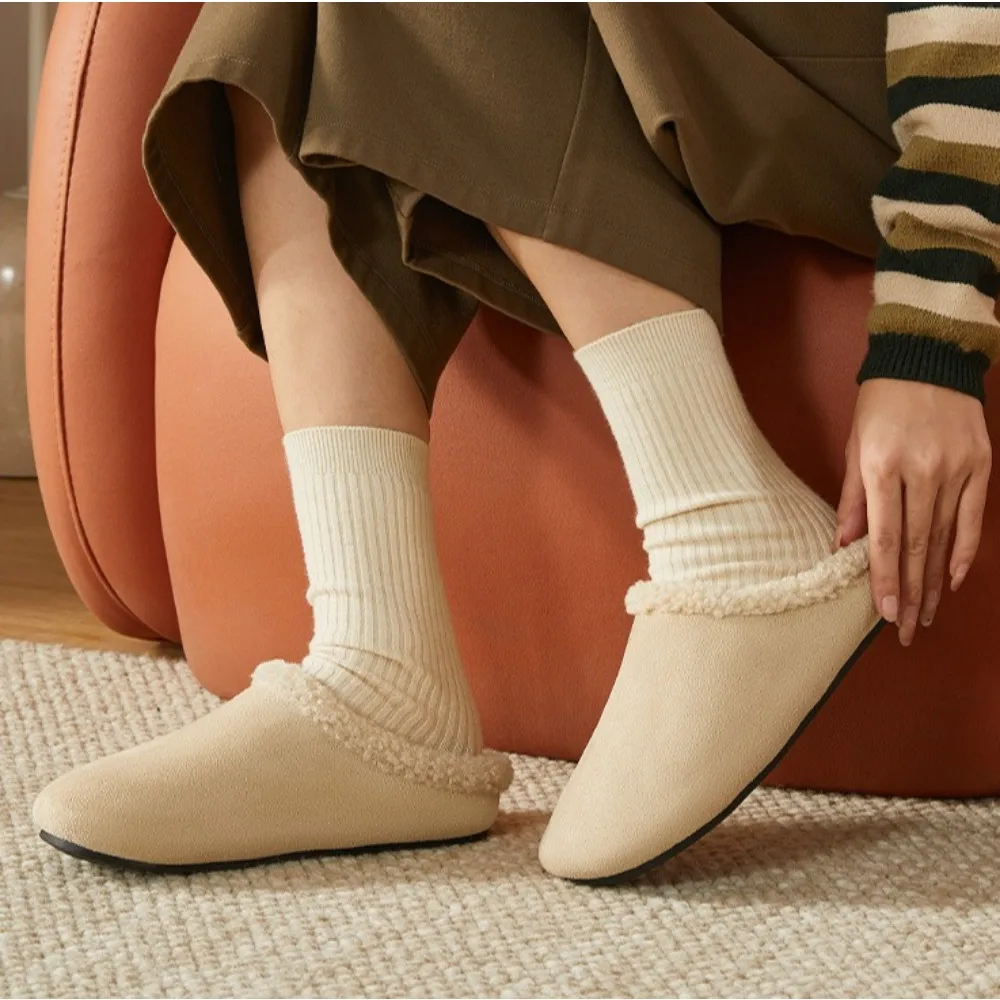 

Slippers Women's Winter Home Fur Bun Half Slippers Women's New Style of Fleece Soft-soled Cotton Shoes Cotton Slipper Women