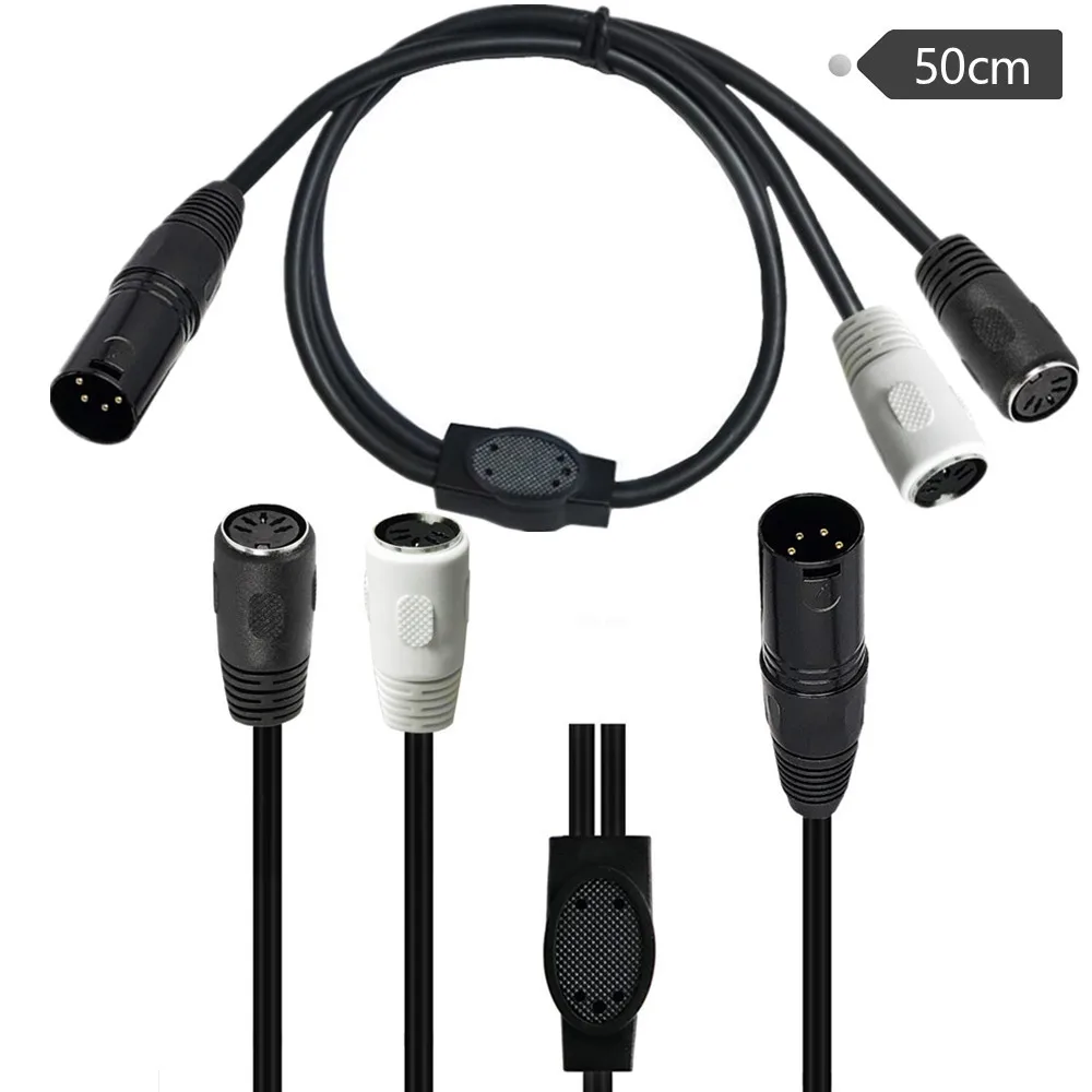 كابل محول DIN to XLR الفاصل Y ، كابل ذكر بمعيار دين 5 دبابيس إلى كابل XLR ذكر 4 دبابيس ، 0.5 متر