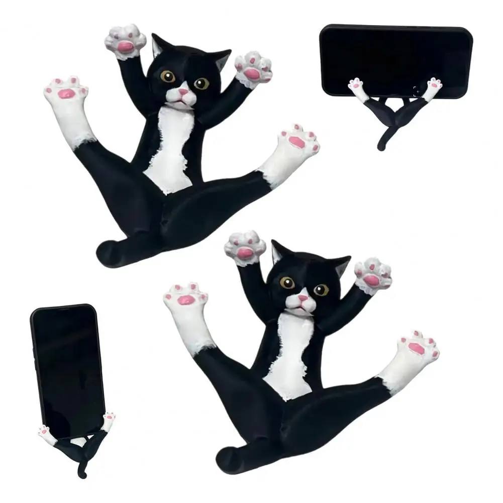 

Подставка для телефона для стола, подставка для телефона с черным котом, декоративный держатель из смолы для девочек, настольное крепление для мобильного телефона для офиса и дома