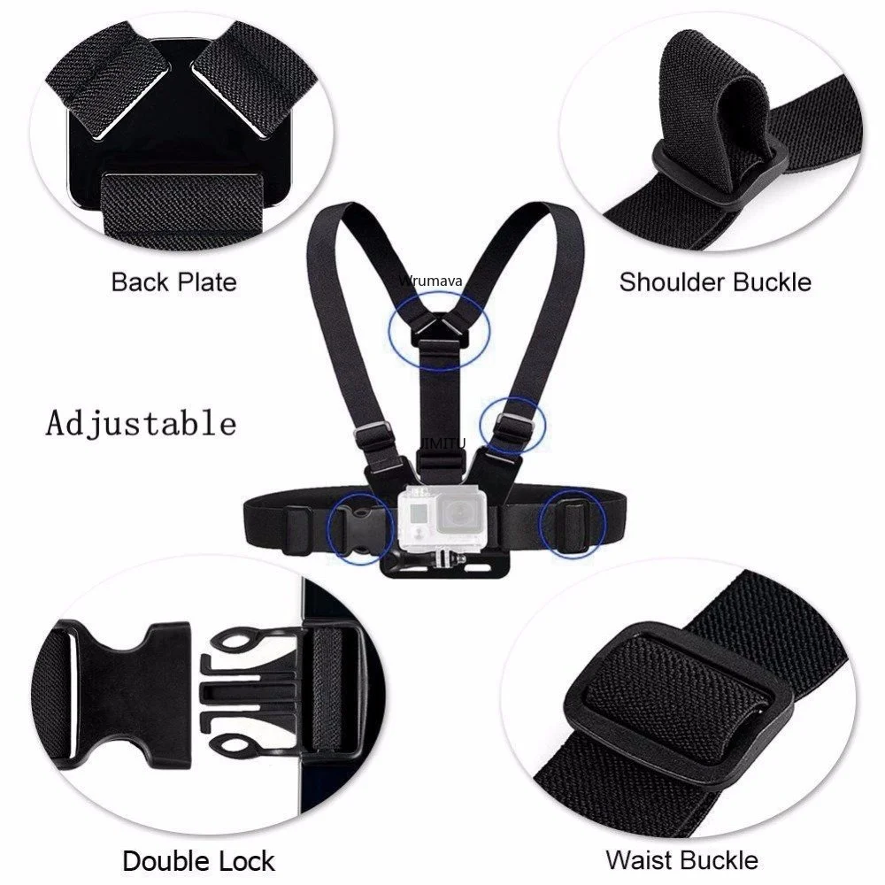 Chest Strap Head Strap Belt For GoPro Hero 12 11 10 9 Black Xiaomi Yi 4K Sjcam Sj4000 Insta360 Action Camera Accessories Mount