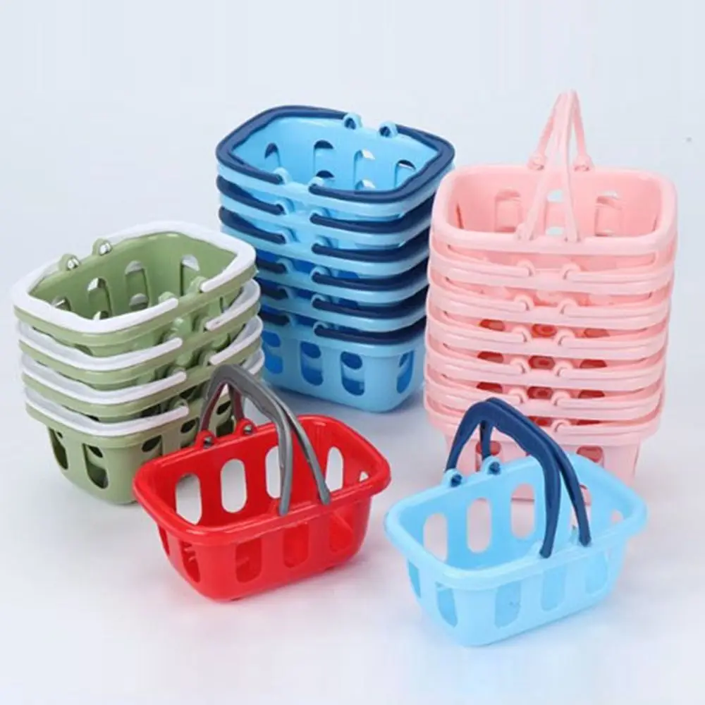 5pcs Mini Dollhouse Miniature Shopping Basket Multicolors Plastic Kids Supermarket Tool Doll House PlayToys