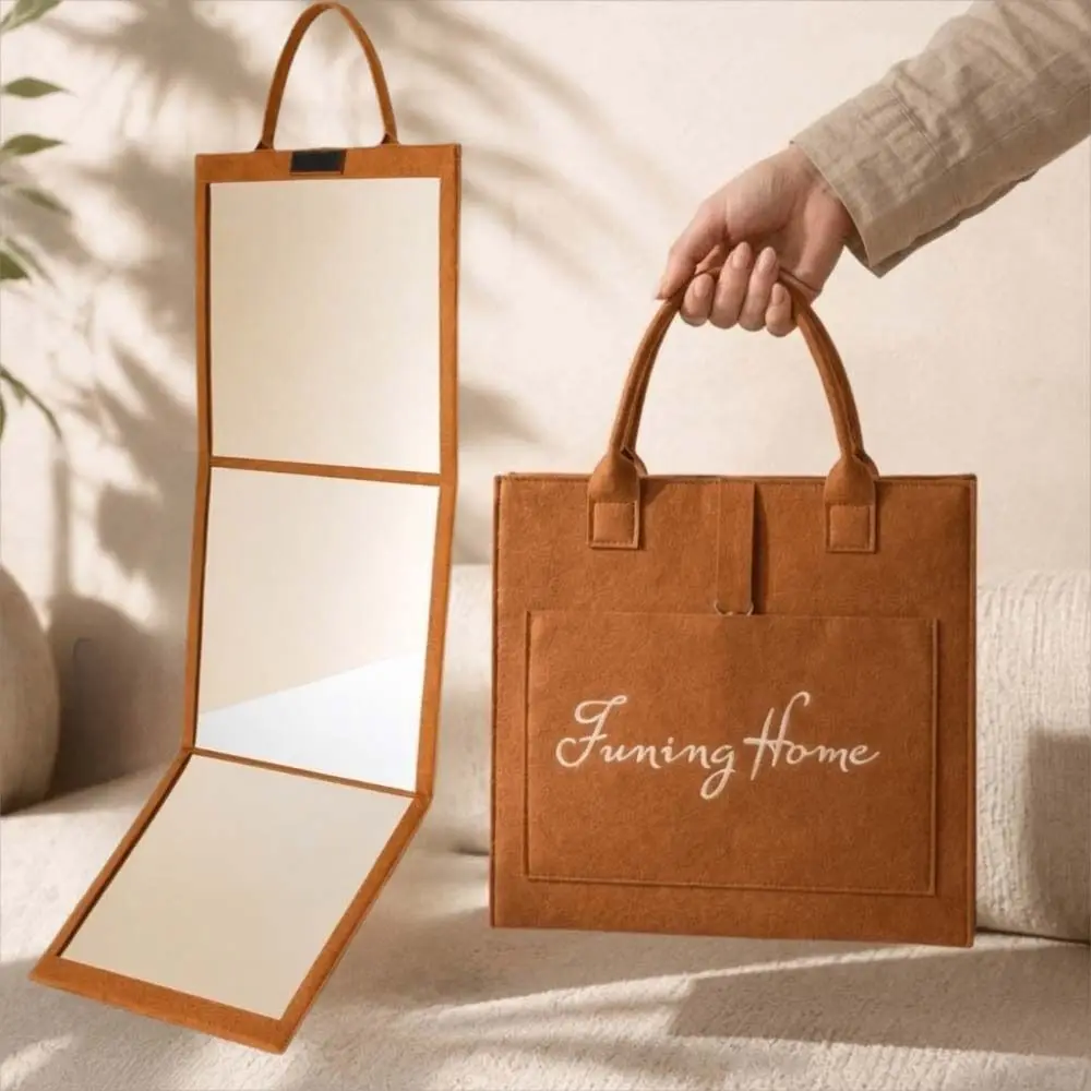 Multifunctional Foldable Full-Length Mirror Thoughtful Protection Can Be Flat Can Be Stand Portable Folding Full-Length Mirror