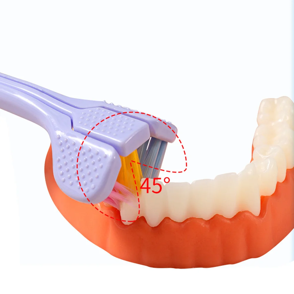 Spazzolino da denti a tre lati spazzolino da denti per adulti a setole Ultra morbide spazzolino da denti di sicurezza spazzolino per l'igiene orale 360 gradi spazzolino per la pulizia profonda dei denti