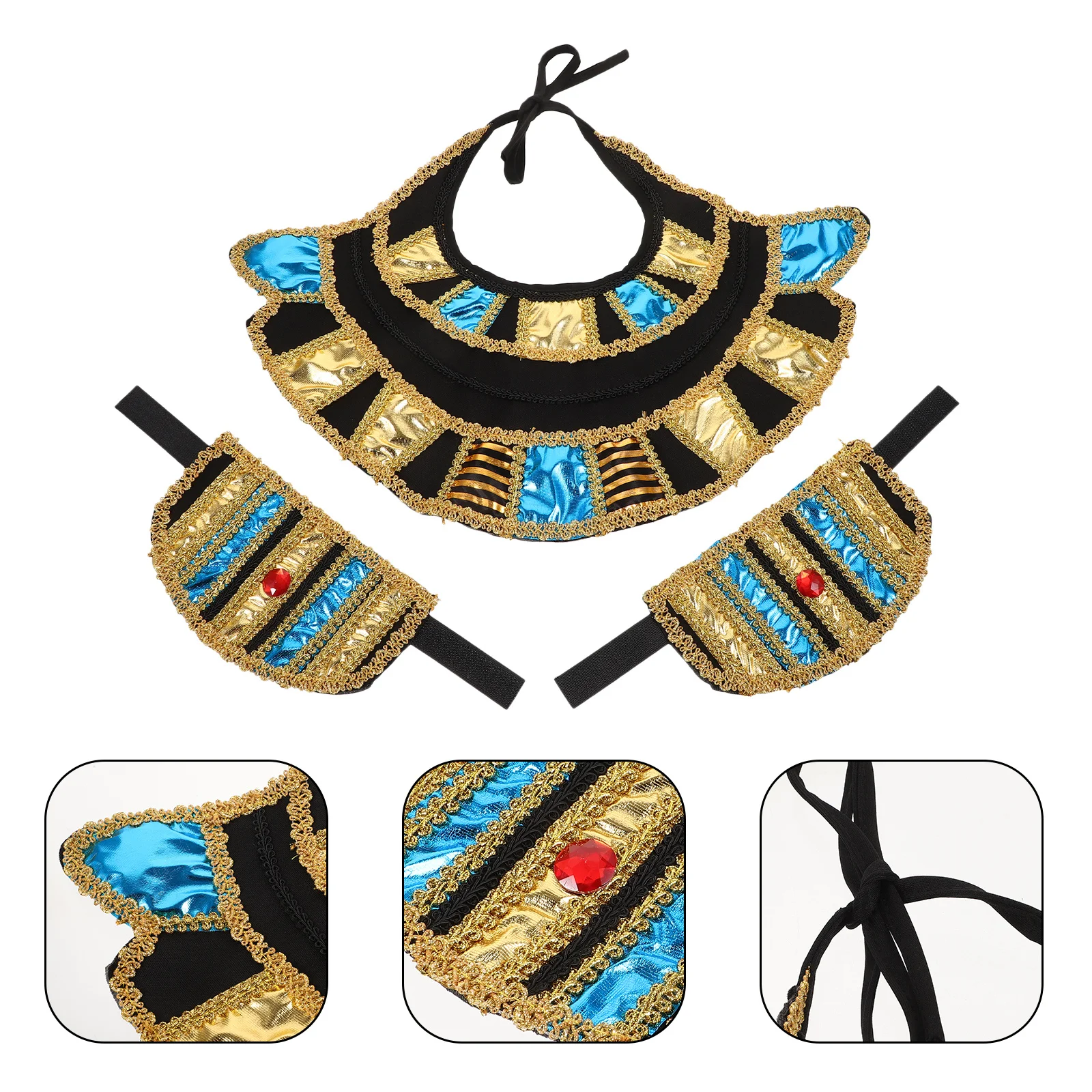 Complete Egyptische cosplayset met elegante kraag en polsbandjes manchetten voor Halloween-kostuumaccessoires
