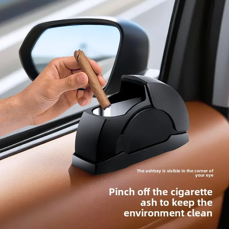 Portable Aluminum Car Ashtray Cigarette Butt Bucket with Sliding Lid Anti-Slip Base Odor-Proof Windproof Home Office Creative