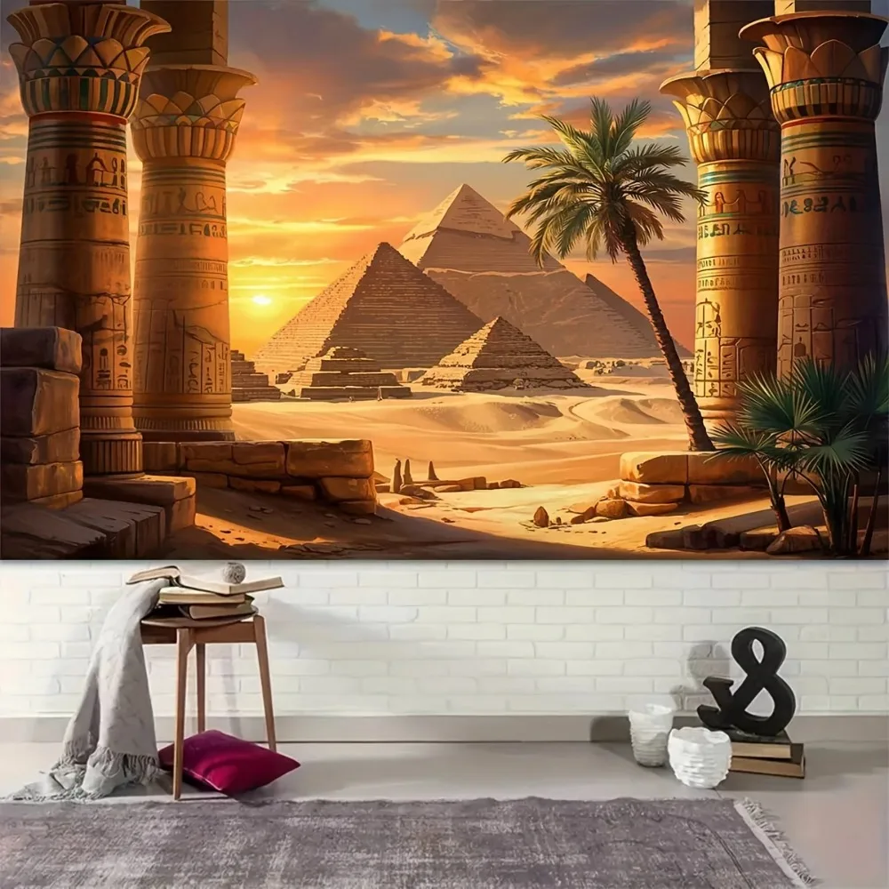 Altägyptische Säulen, Wüstenspyramide, Sonnenuntergang-Thema, Dekorationshintergrund, Erwachsener Geburtstag, Heimdekoration, Fotografie-Hintergrund – Detail 3