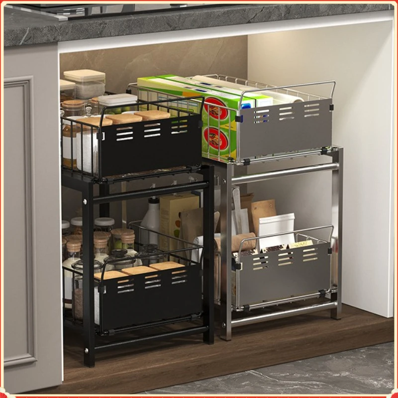 

Removable Adjustable Under Basin Storage Shelf Multi-Tier Kitchen Cabinet Organizer Countertop Cleaning Supplies Holder