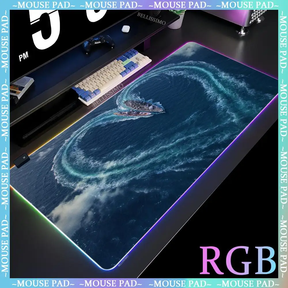 Warships_Tanks Gaming keyboard pad RGB Gaming RGB anime pad Computer desk pad RGB gaming mouse pad