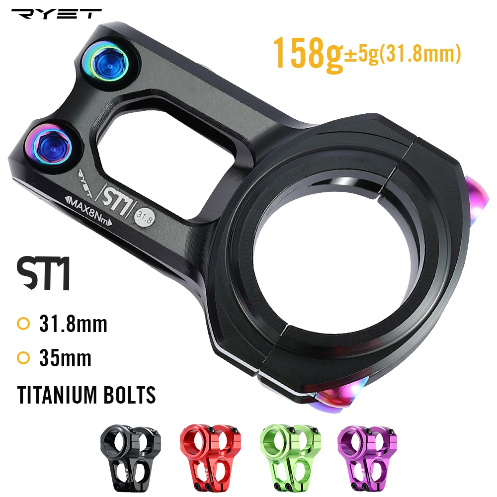 RYET MTB Stem Bar Clamp 31.8mm 35mm Length Ultralight Tough Alloy for All mountain Road Freeride Dirt Jump Handlebar Power Riser