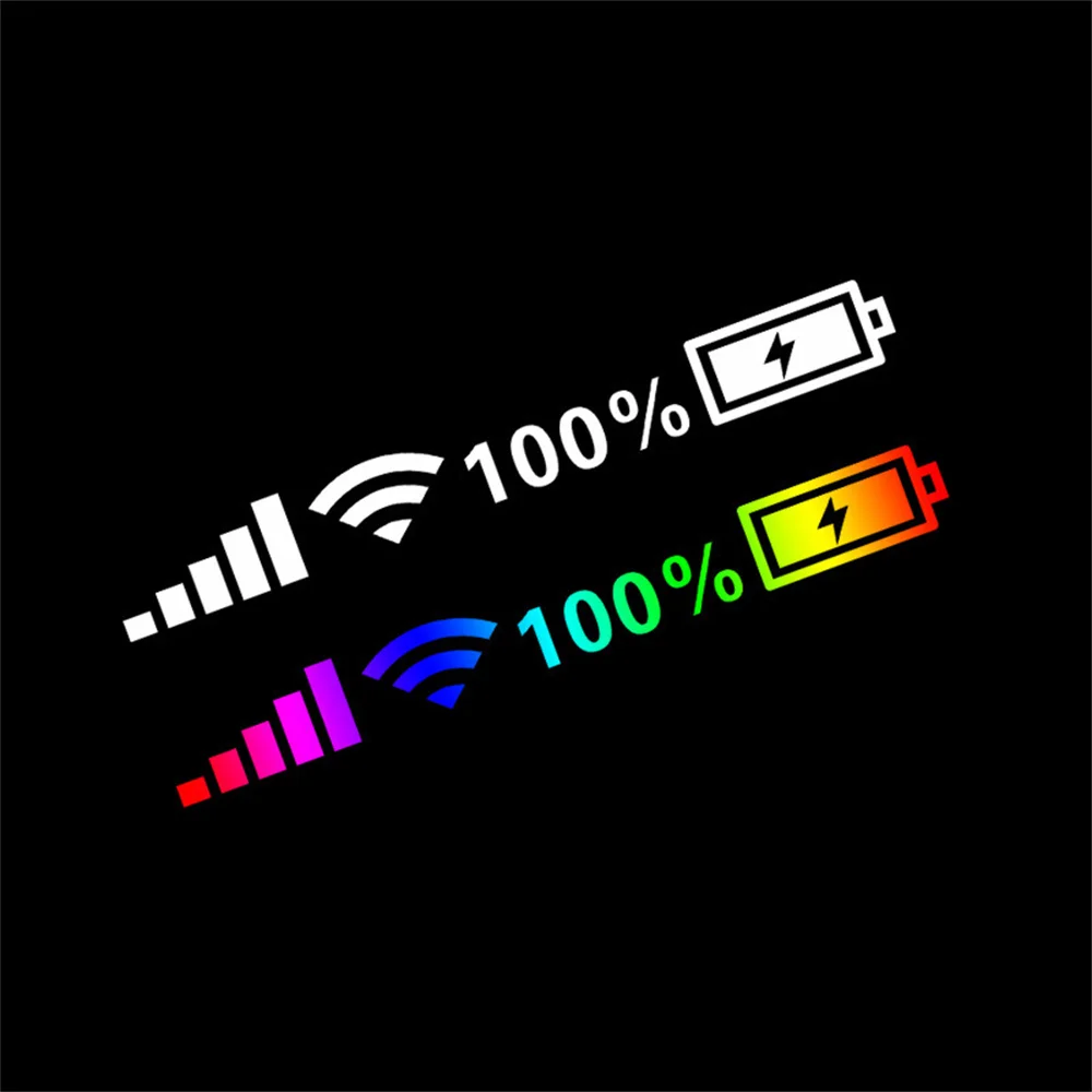 Pegatina reflectante para parabrisas delantero y trasero de coche, señal de nivel de batería Wifi 100%, calcomanía divertida, decoración, accesorios