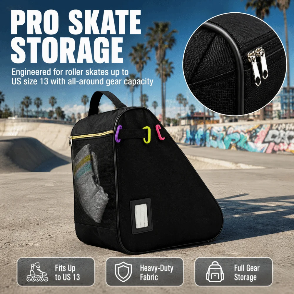 Waterproof Roller Skate Bag Durable Portable Skate Carrying Case Triangular Large Capacity Skating Gear Bag Inline Skating