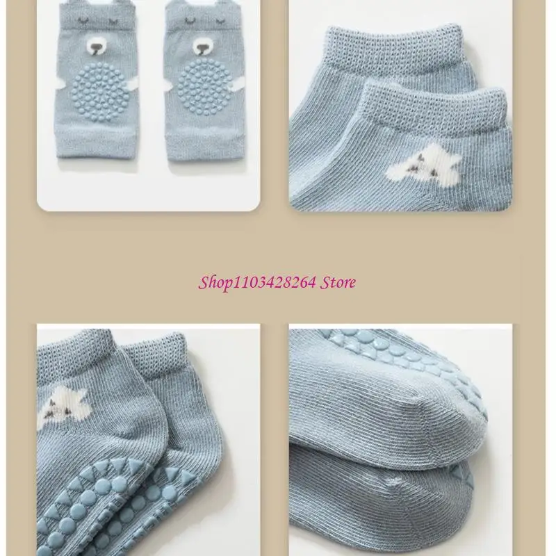  Baby Knee Pads And Crawling Socks Set For Infants 0-4Years Old AntiSlip Floor Socks For Indoor Toddler Crawling Learning